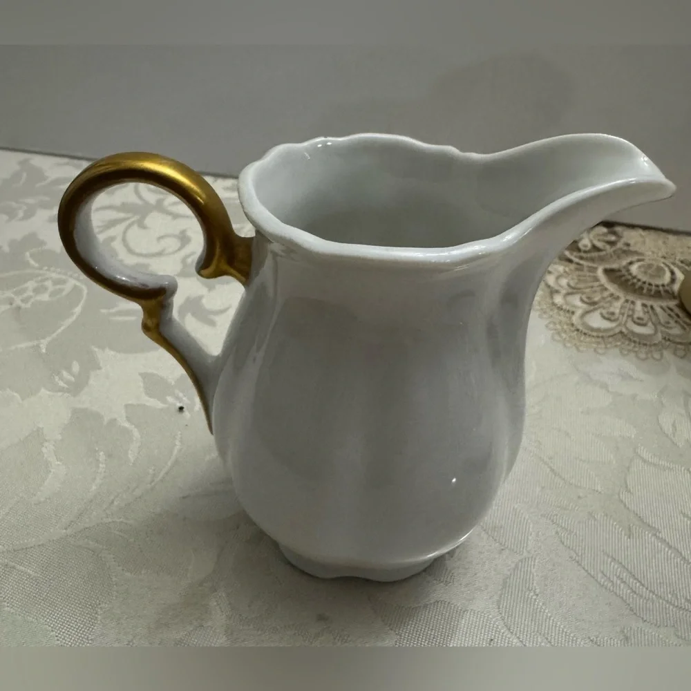 Vintage hand-painted creamer and sugar bowl set, porcelain (As-Is) by Edye 1971